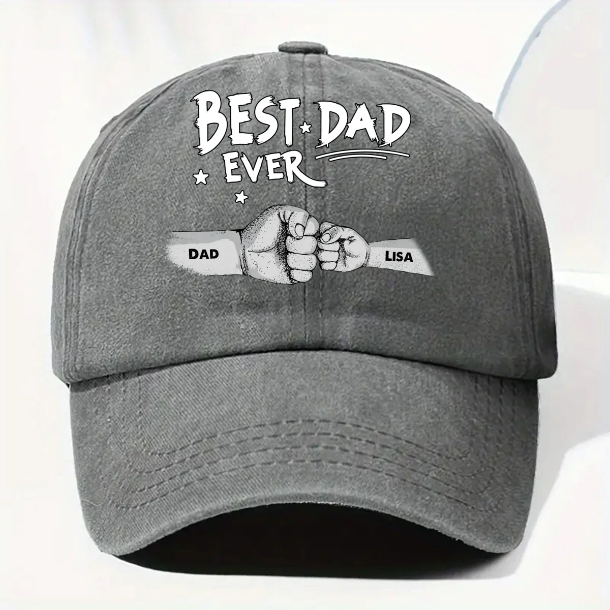 The Power Of Dad Comes From Love - Personalized Custom Vintage Washed Denim Cap - Image 8