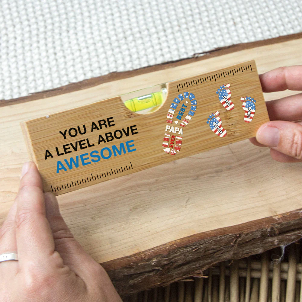 The Power Of Dad Comes From Love - Personalized Custom Wooden Spirit Level Bottle Opener - Image 3