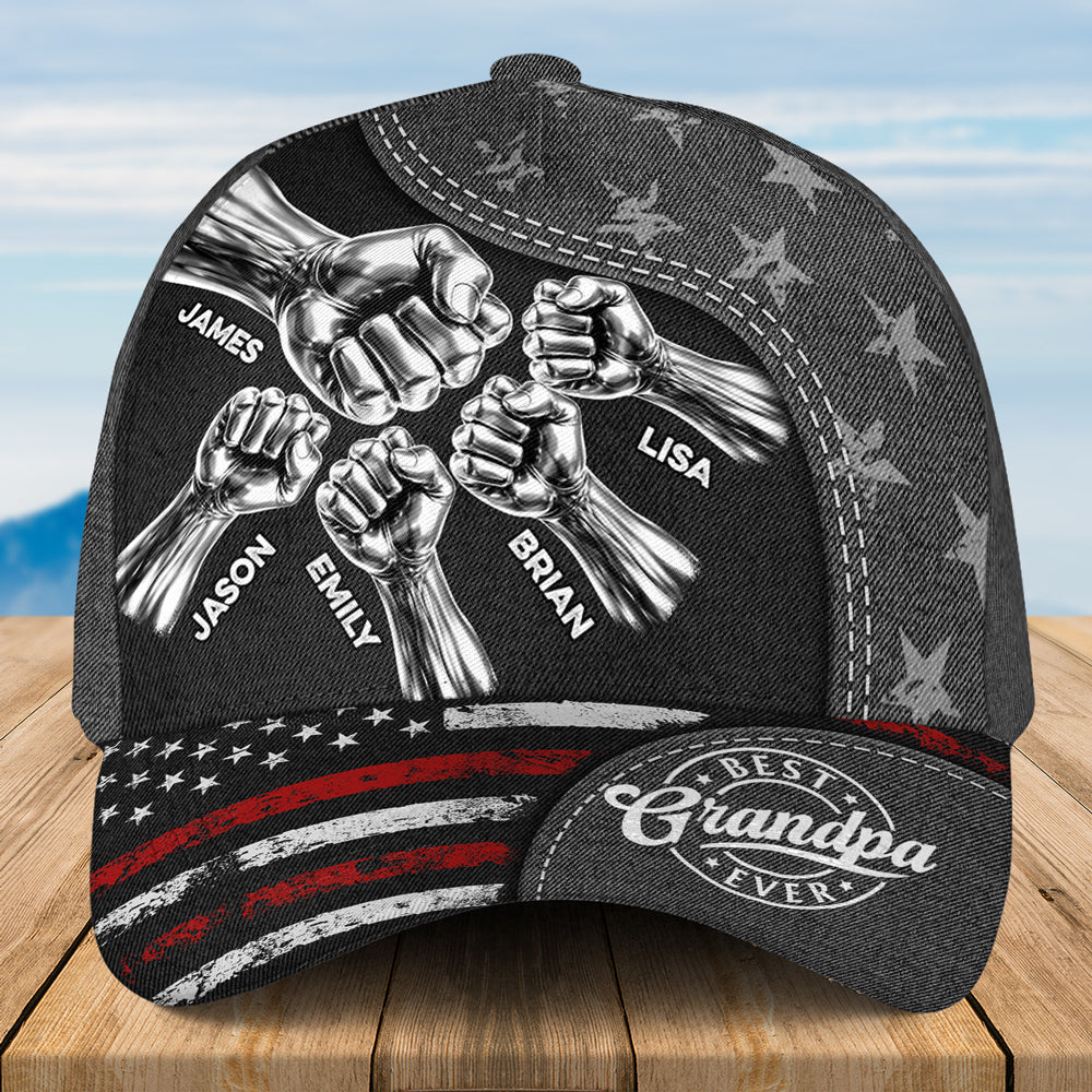 The Power Of Grandpa Dad Comes From Love - Personalized Custom Classic Cap - Image 3