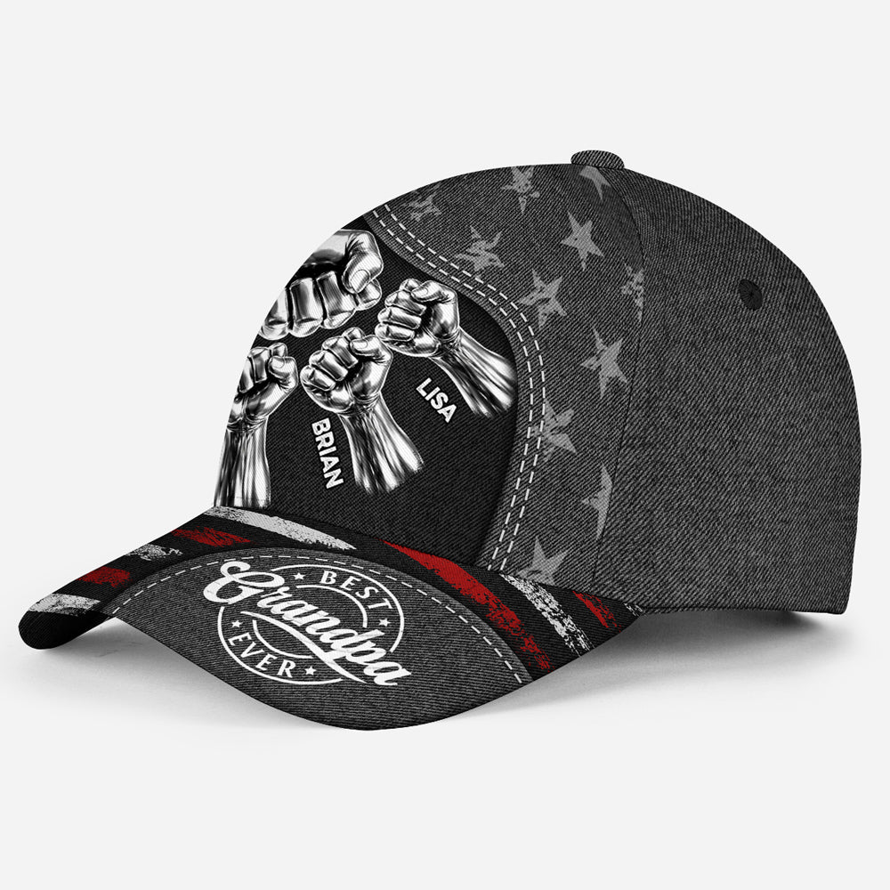 The Power Of Grandpa Dad Comes From Love - Personalized Custom Classic Cap - Image 4
