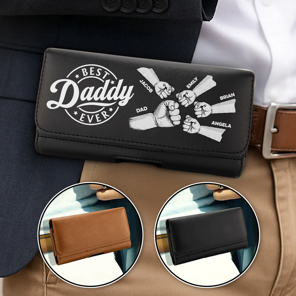 The Power Of Love - Personalized Custom Leather Phone And Card Holster