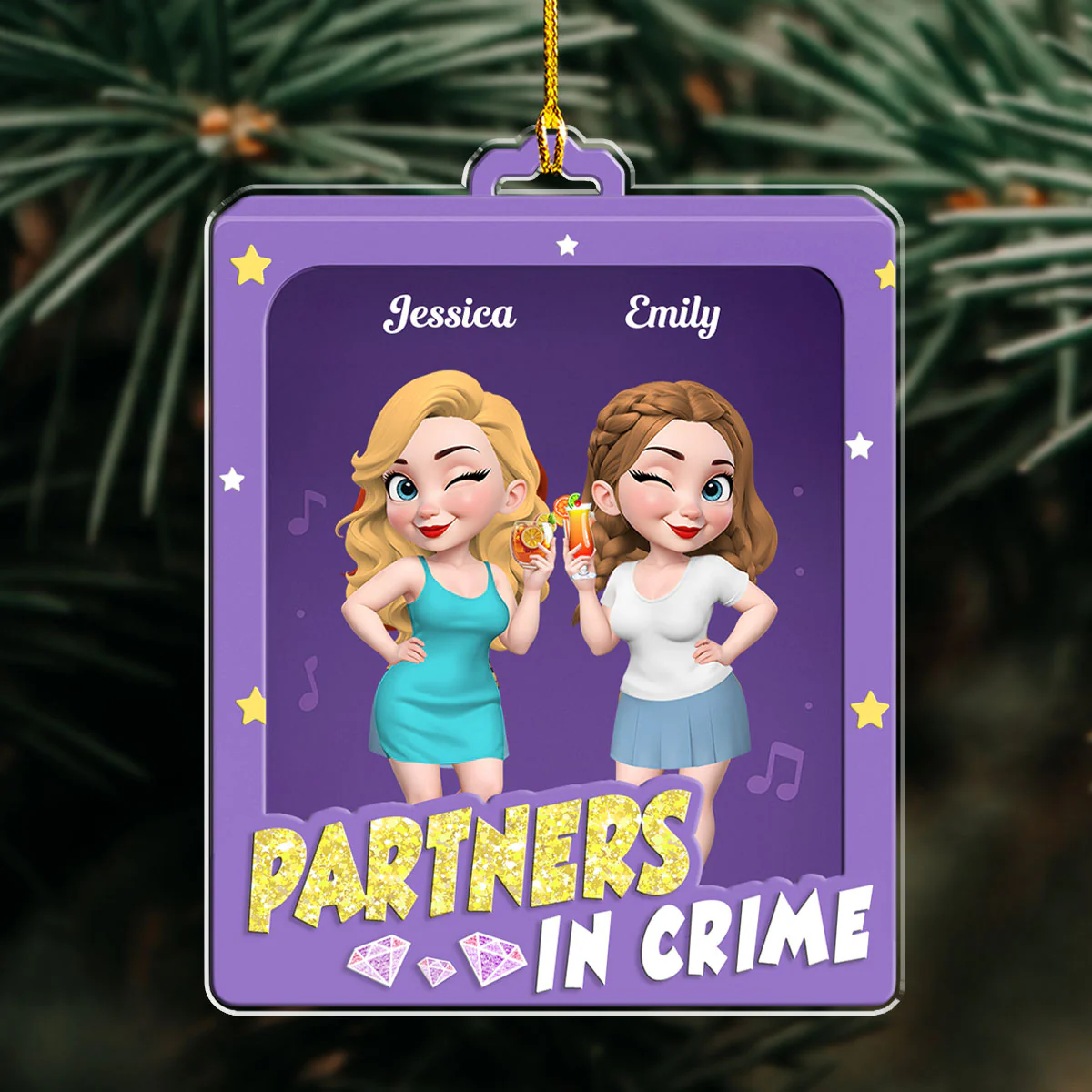 The Real Drama Queens - Personalized Custom Acrylic Ornament - Image 2