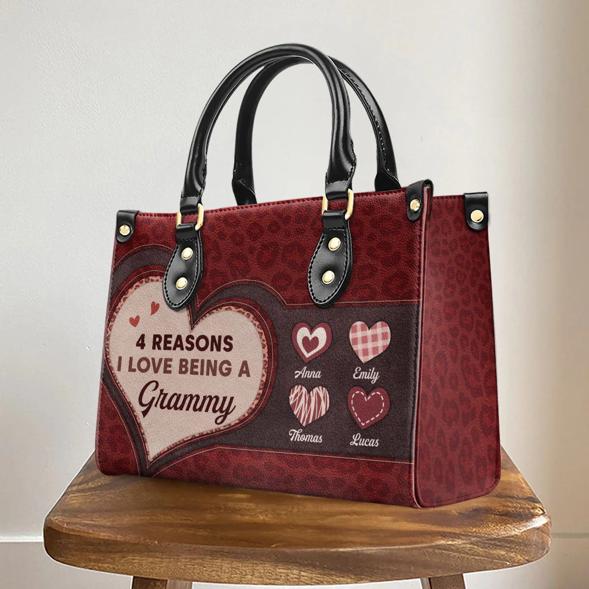 The Reason I Smile Every Day - Personalized Custom Leather Bag - Image 4