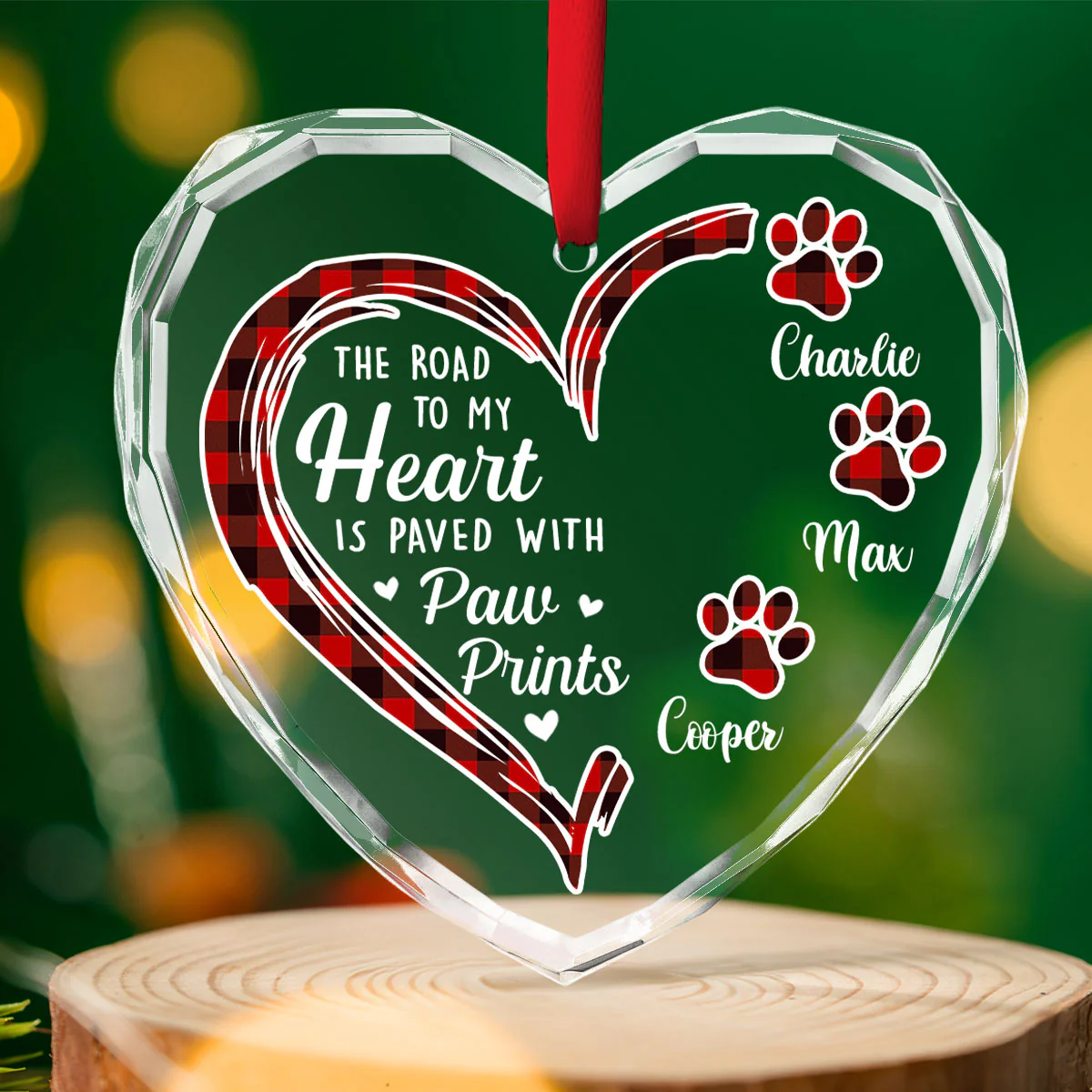The Road To Fur Mom Heart - Personalized Custom Glass Ornament - Image 2