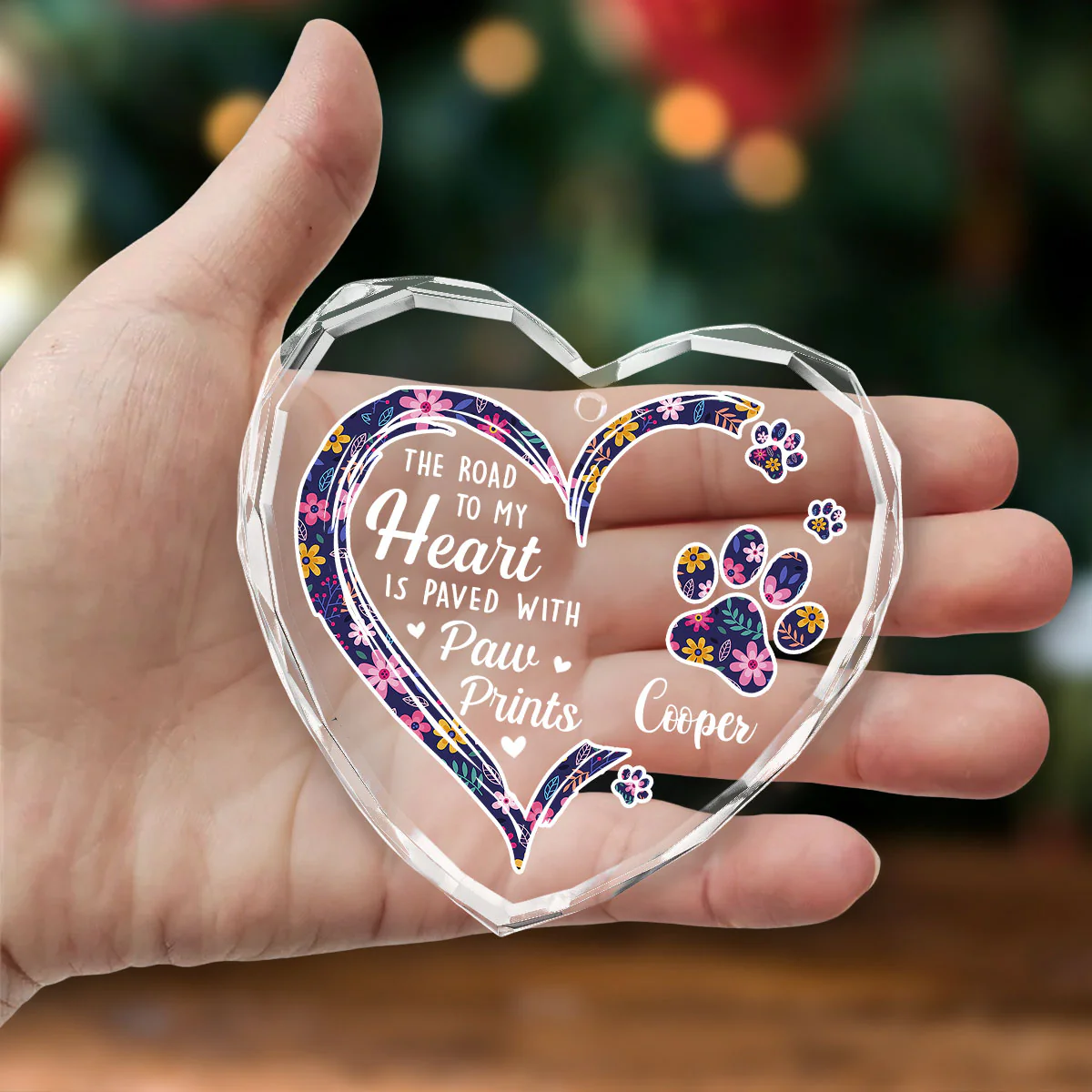 The Road To Fur Mom Heart - Personalized Custom Glass Ornament - Image 4