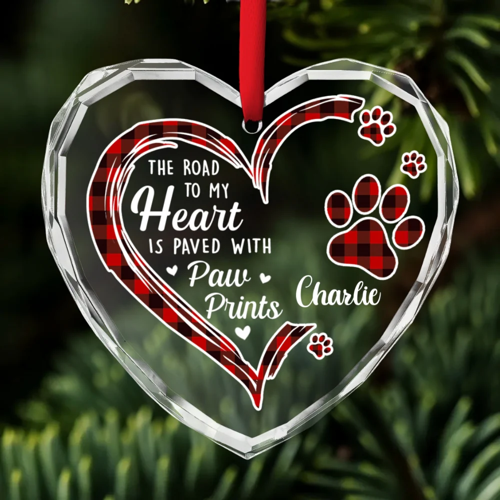 The Road To Fur Mom Heart - Personalized Custom Glass Ornament - Image 6