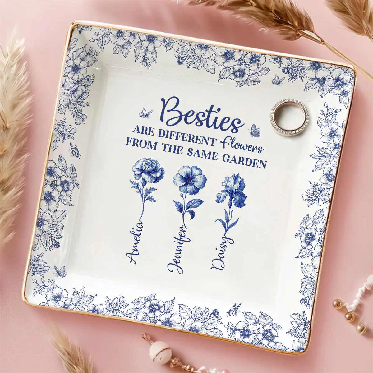 The Same Garden More Flowers Version - Personalized Custom Jewelry Dish - Image 4