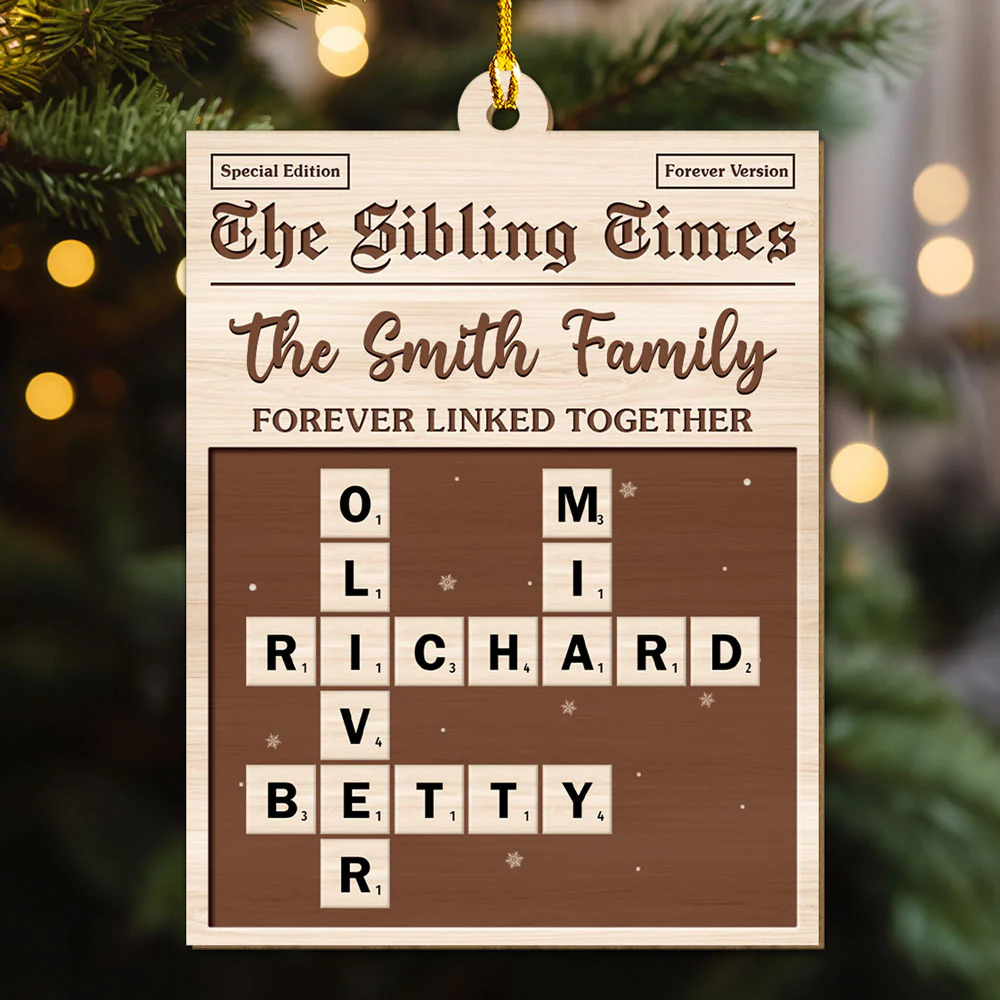 The Siblings Time - Personalized Custom 3D Effect Wood Ornament