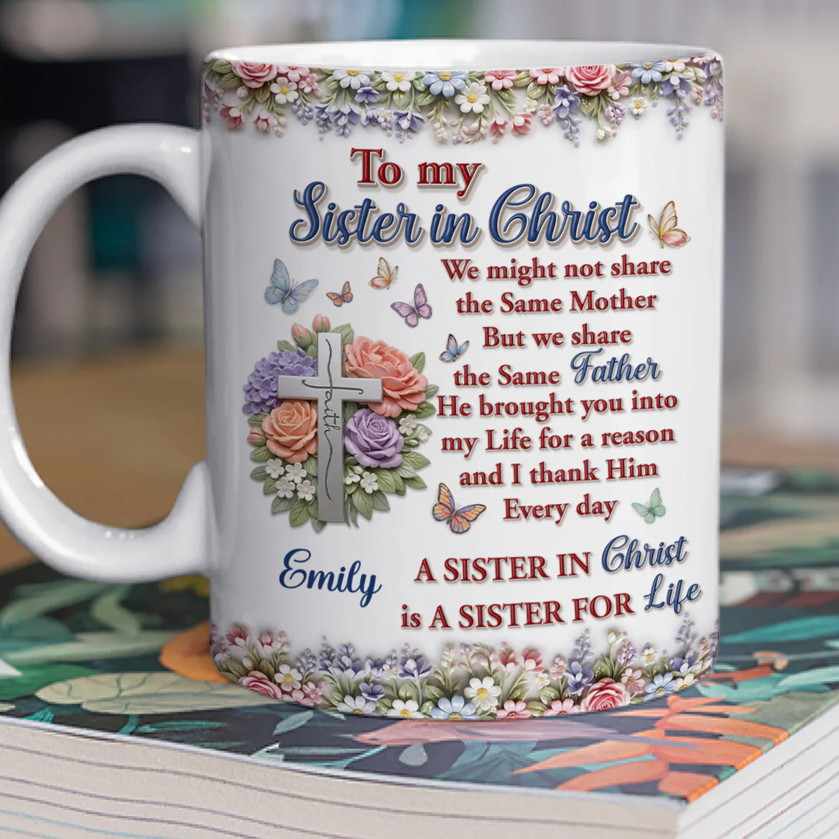 The Sister For Life - Personalized 3D Effect Custom Mug - Image 2
