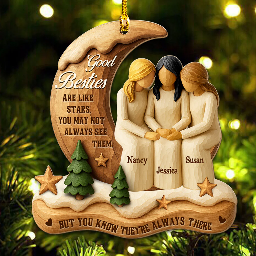 The Sister I Choose - Personalized Custom 3D Effect Wood Ornament - Image 3