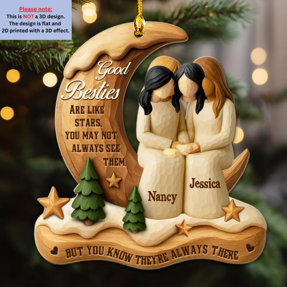 The Sister I Choose - Personalized Custom 3D Effect Wood Ornament - Image 5