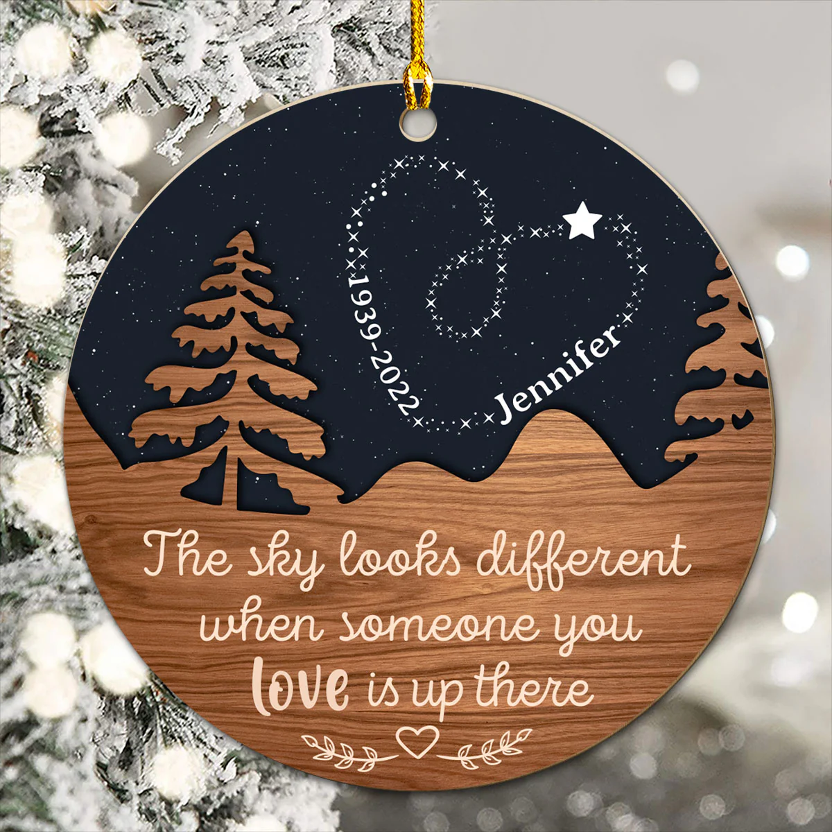 The Sky Looks Different Because It Has You - Personalized Custom Wood Ornament - Image 2