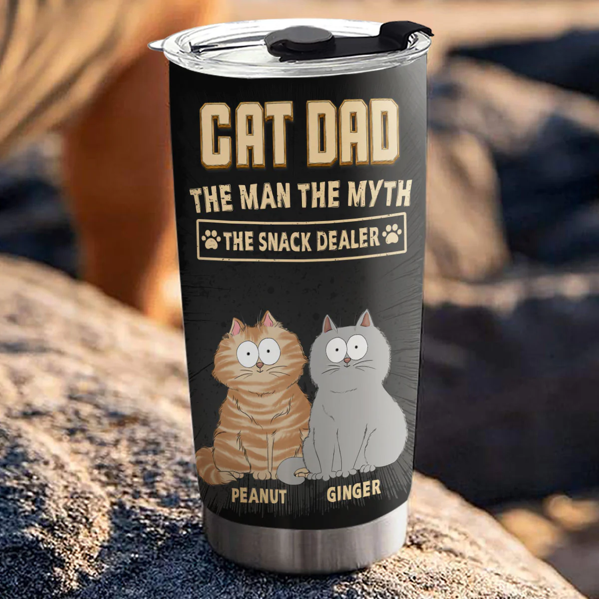 The Snack Dealer Cat Dad - Personalized Custom Tumbler - Image 3