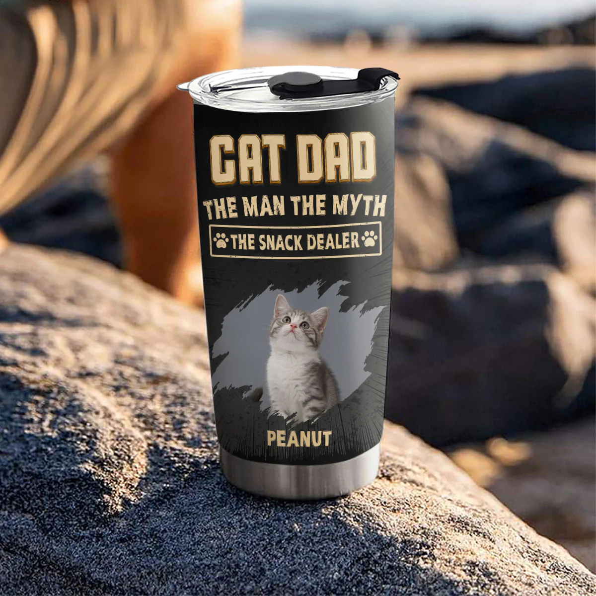The Snack Dealer Cat Dad Photo - Personalized Custom Tumbler - Image 4