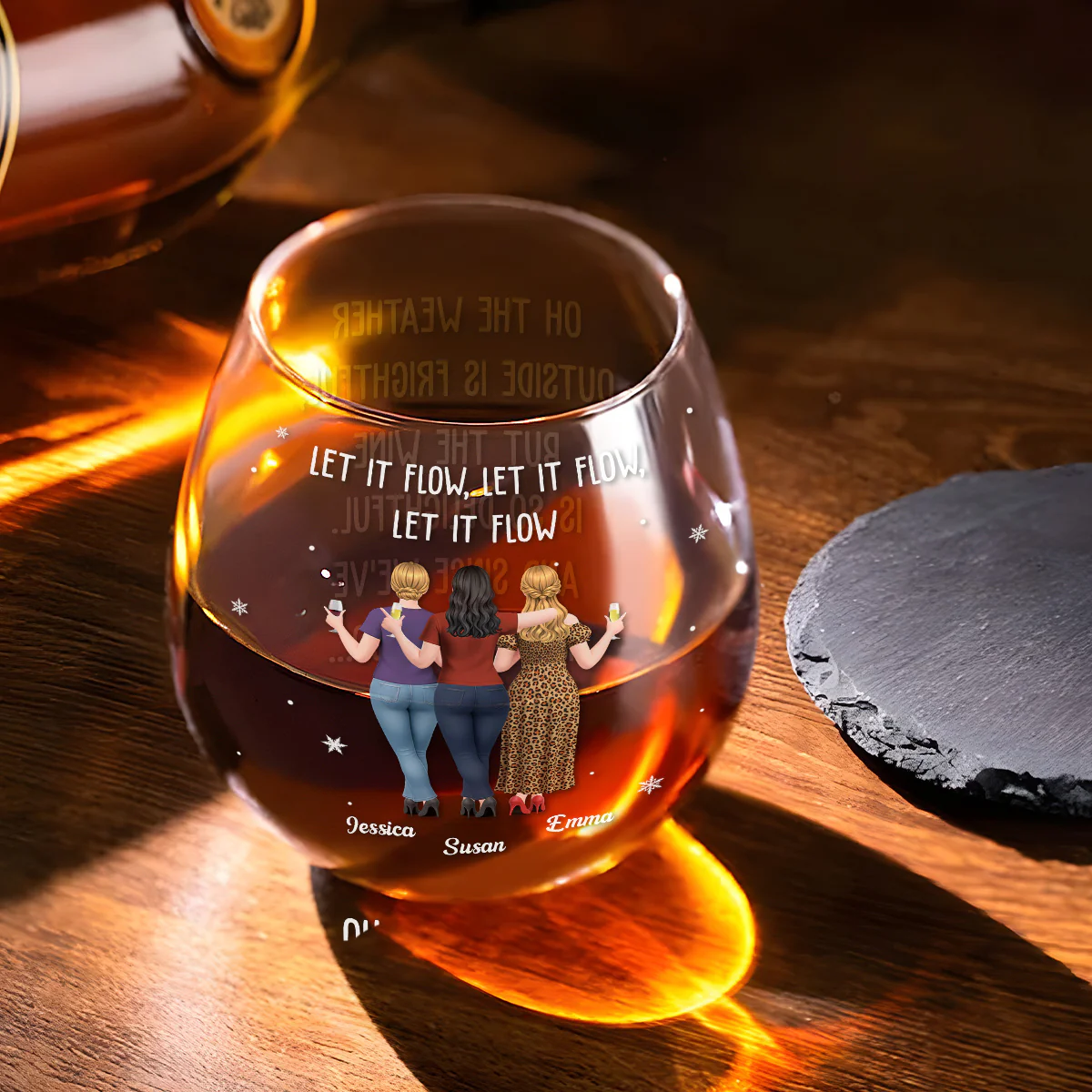 The Wine Is So Delightful - Personalized Custom Wine Glass - Image 3