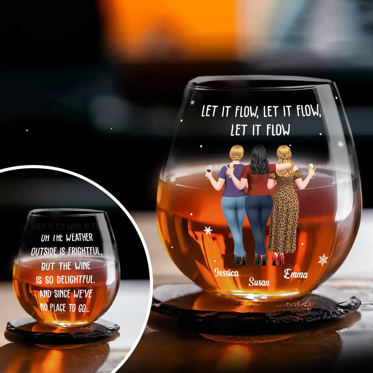 The Wine Is So Delightful - Personalized Custom Wine Glass - Image 4