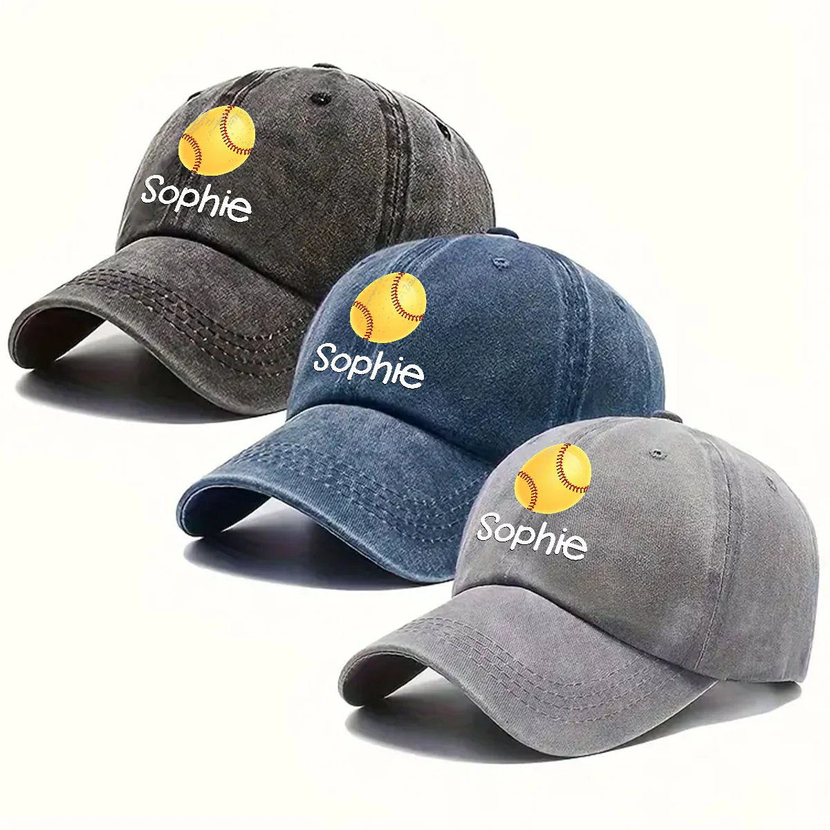 The Winner - Personalized Custom Vintage Washed Denim Cap - Image 4