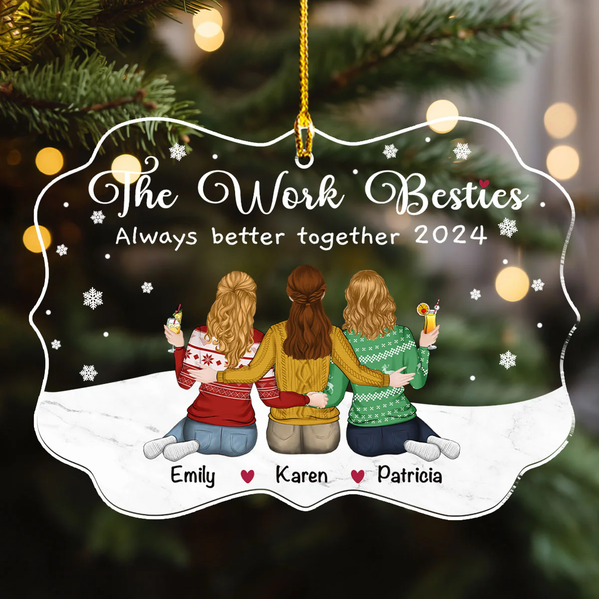 The Work Besties Always Better Together - Personalized Custom Acrylic Ornament - Image 3