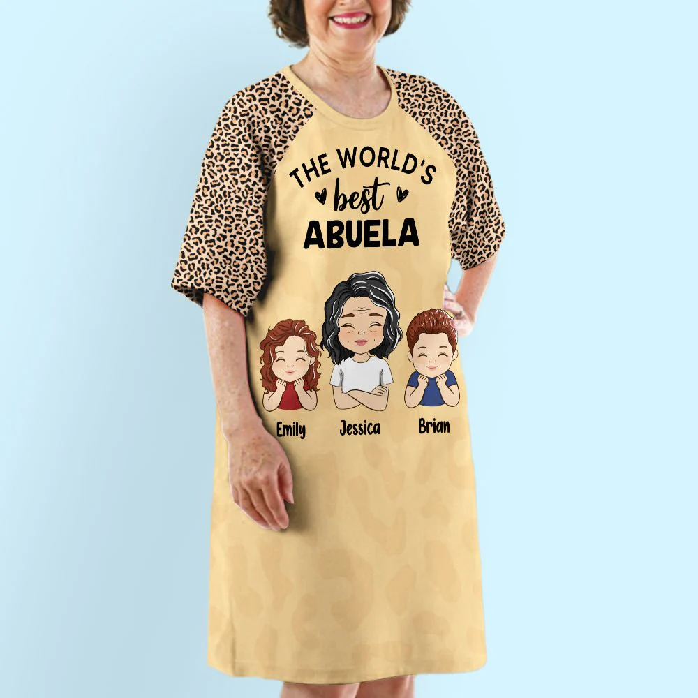The World's Best Grandma - Personalized Custom 3/4 Sleeve Dress - Image 4