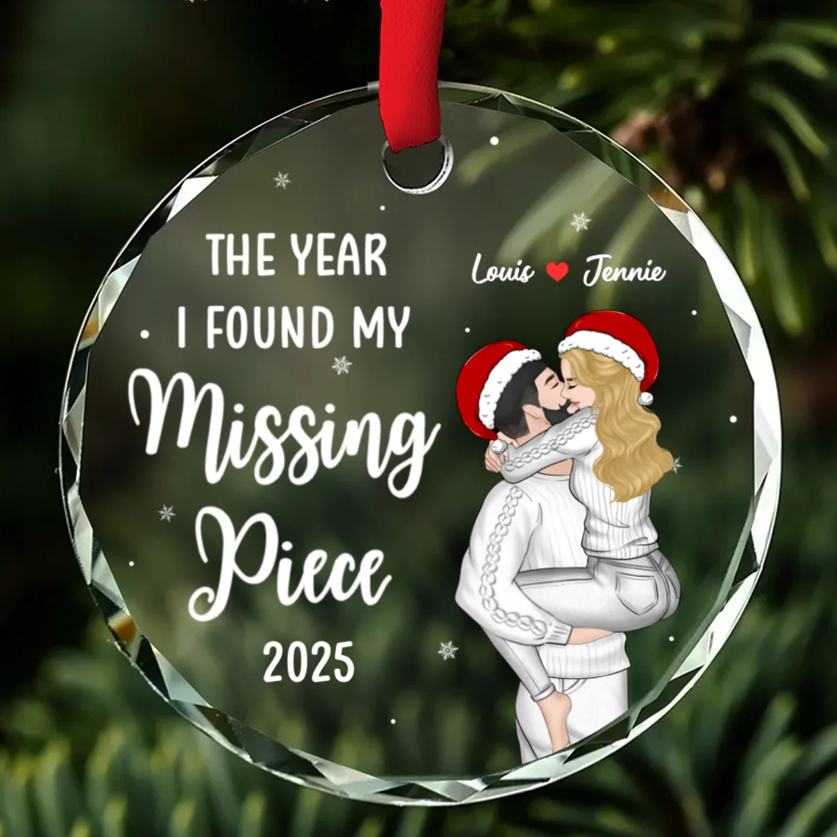 The Year I Found My Missing Piece Heart Puzzle - Personalized Custom Glass Ornament - Image 6