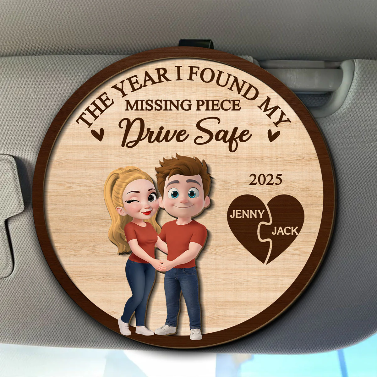 The Year I Found My Missing Piece Kissing Couples - Personalized Custom Car Visor Clip