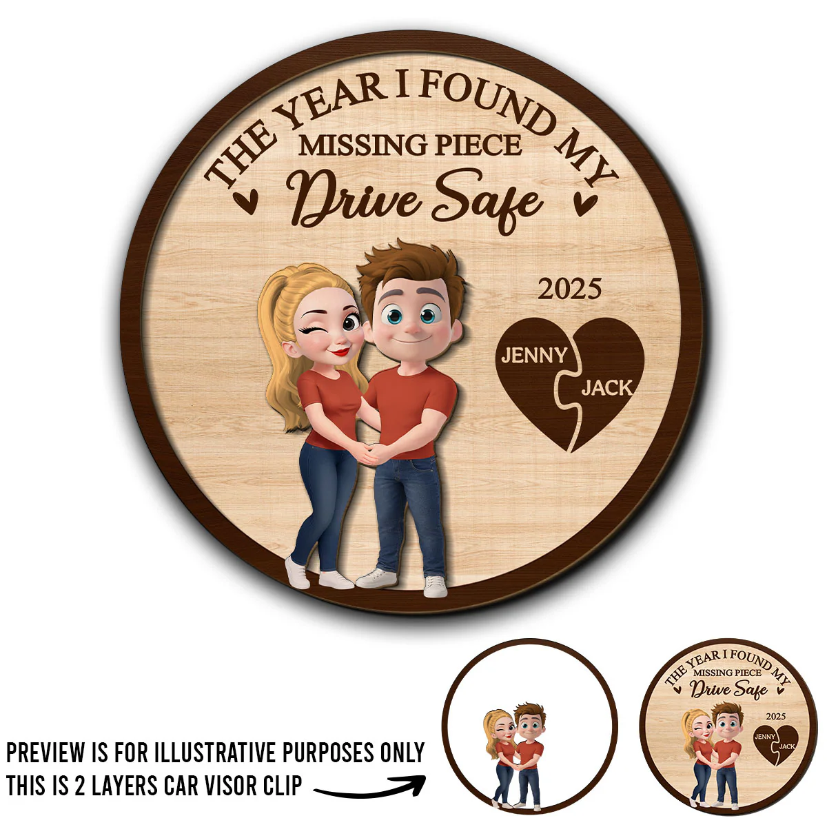 The Year I Found My Missing Piece Kissing Couples - Personalized Custom Car Visor Clip - Image 4