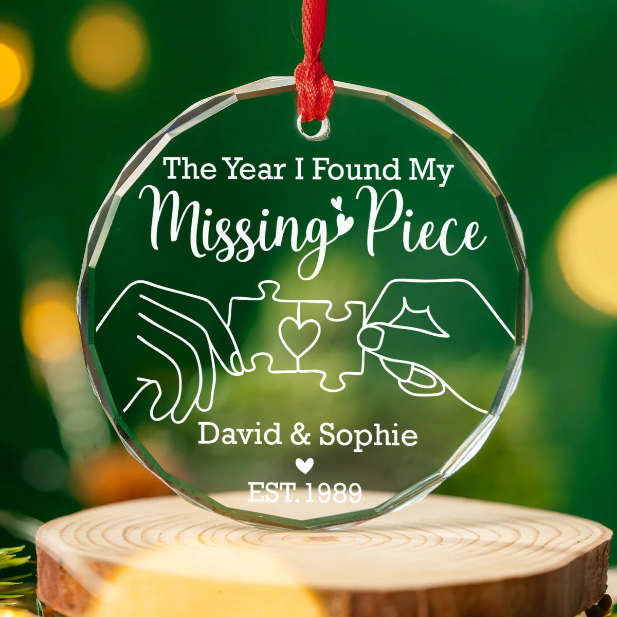 The Year I Found My Missing Piece - Personalized Custom Glass Ornament - Image 3