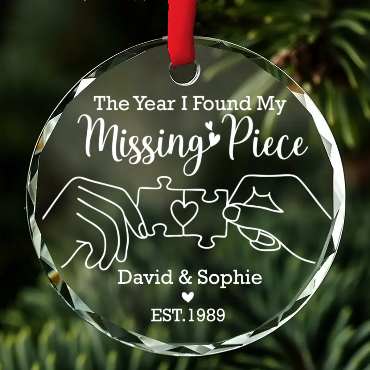 The Year I Found My Missing Piece - Personalized Custom Glass Ornament - Image 7