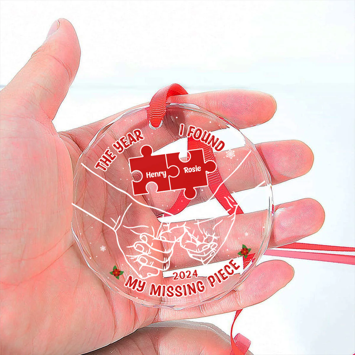 The Year I Found My Missing Piece  - Personalized Custom Glass Ornament - Image 4
