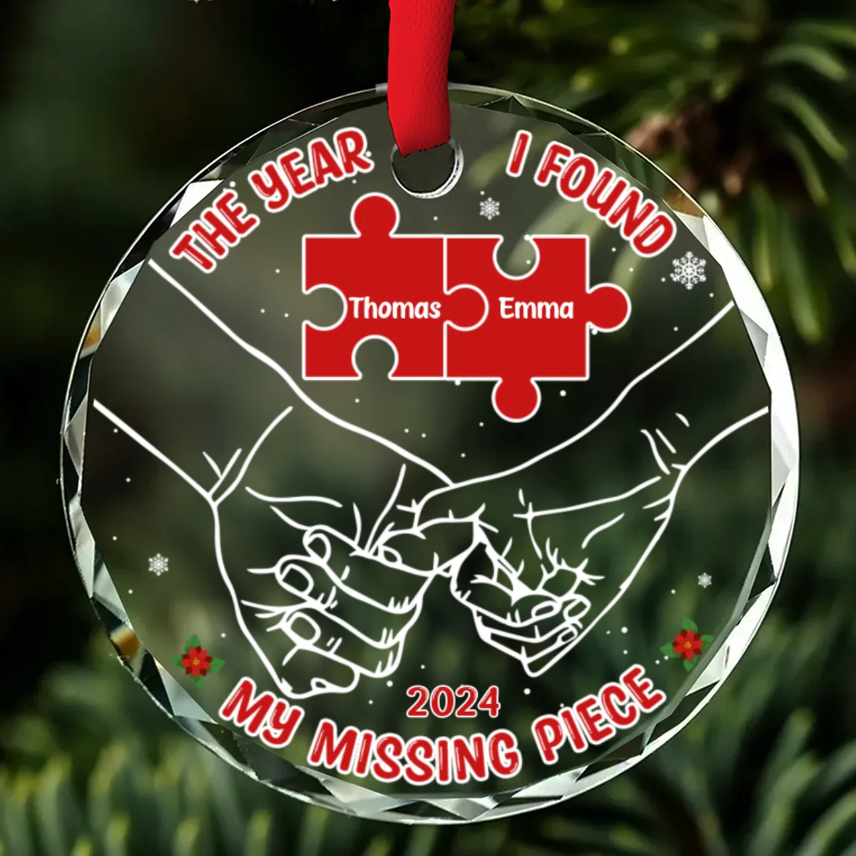 The Year I Found My Missing Piece  - Personalized Custom Glass Ornament - Image 6
