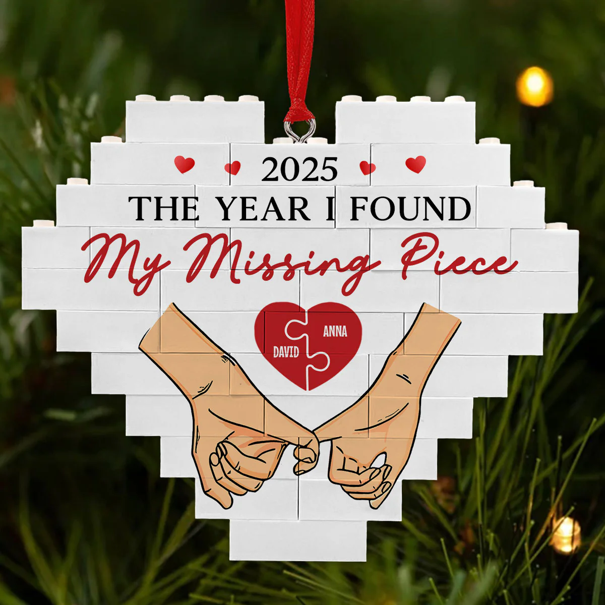 The Year I Found My Missing Piece - Personalized Custom Heart Puzzle Ornament - Image 3