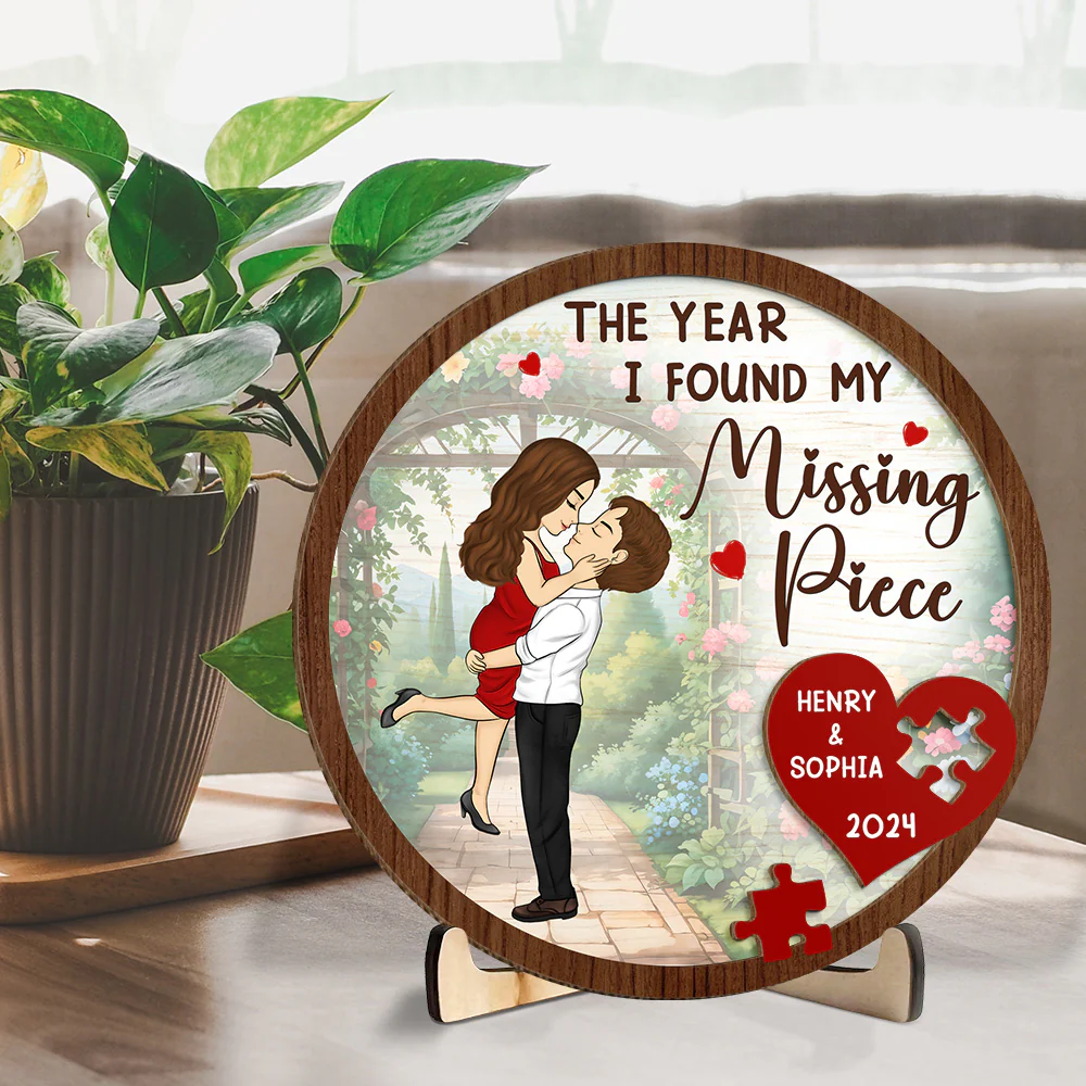 The Year I Found My Missing Piece - Personalized Custom Wooden Plaque - Image 3
