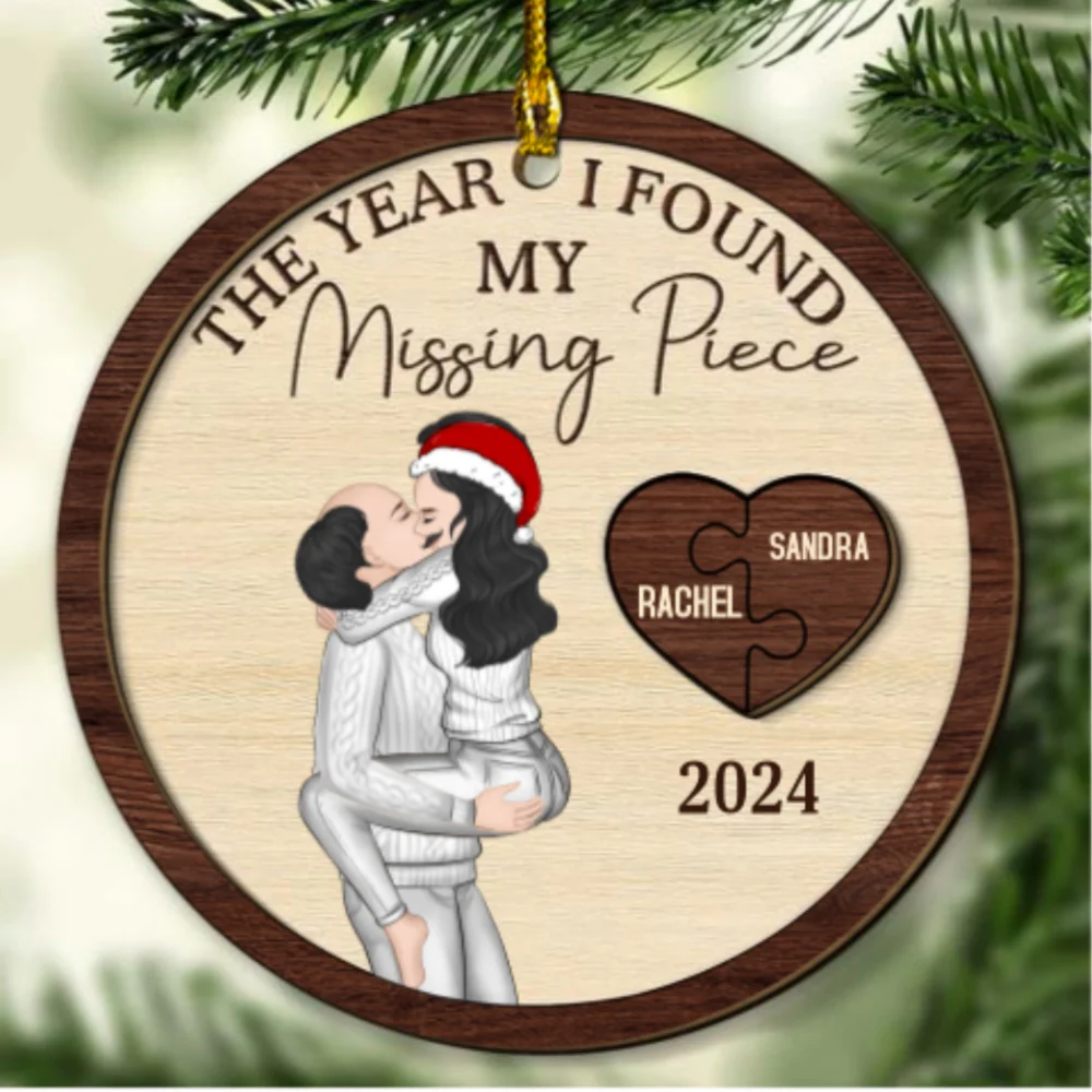 The Year I Found My Missing Piece Same Gender - Personalized Custom Freeshape 2-Layered Wood Ornament - Image 6