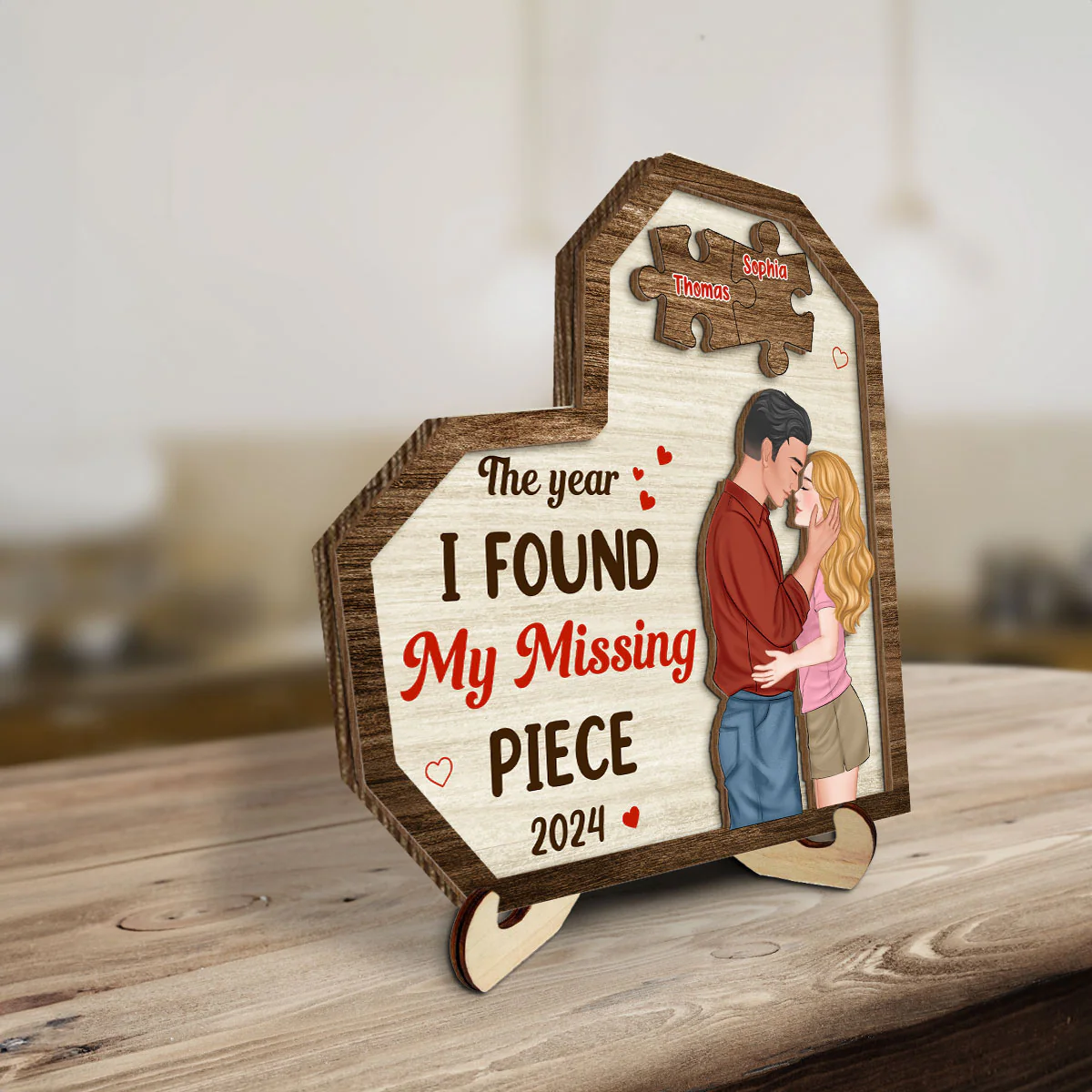 The Year I Found My Missing Piece Version 2 - Personalized Custom Wooden Plaque - Image 2