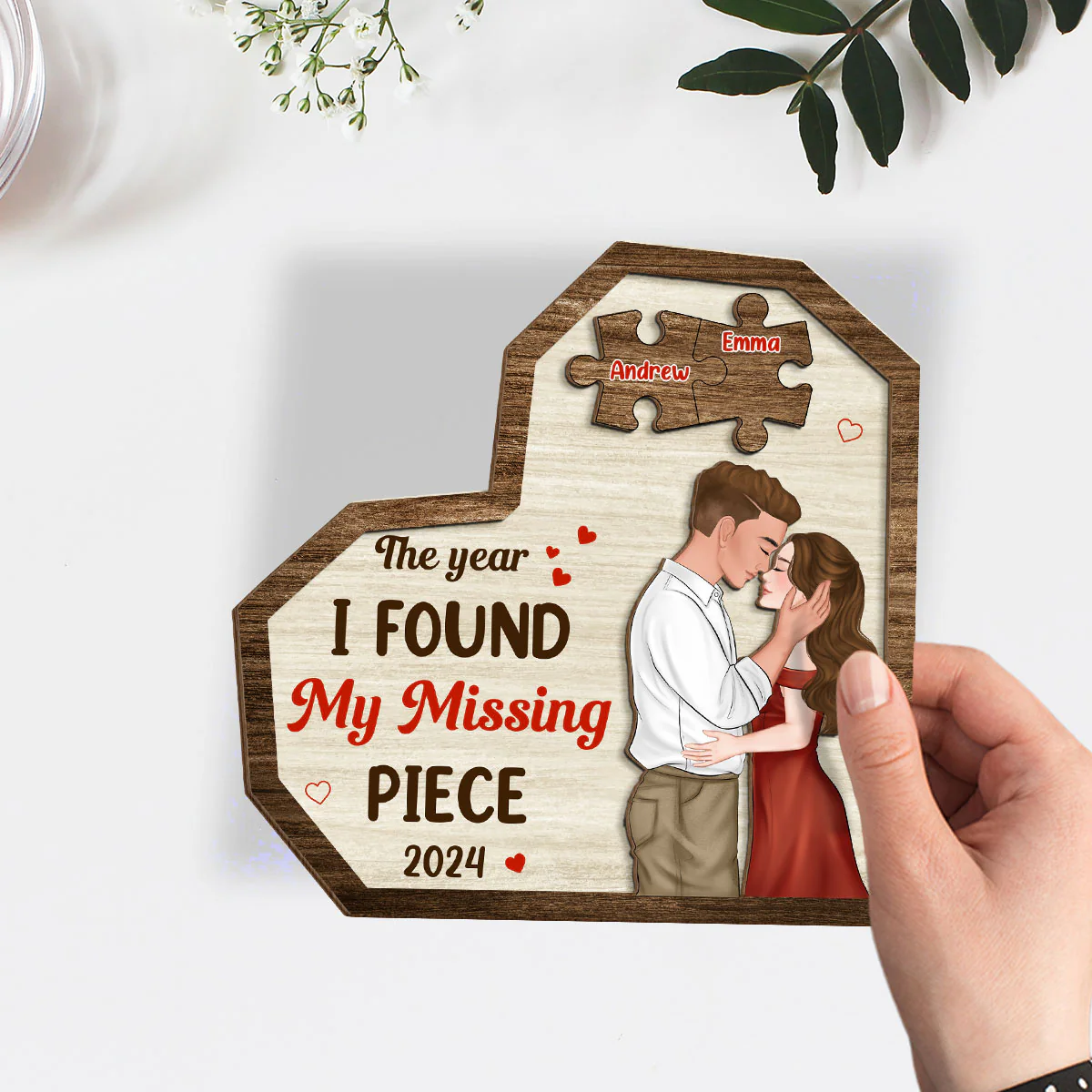 The Year I Found My Missing Piece Version 2 - Personalized Custom Wooden Plaque - Image 4