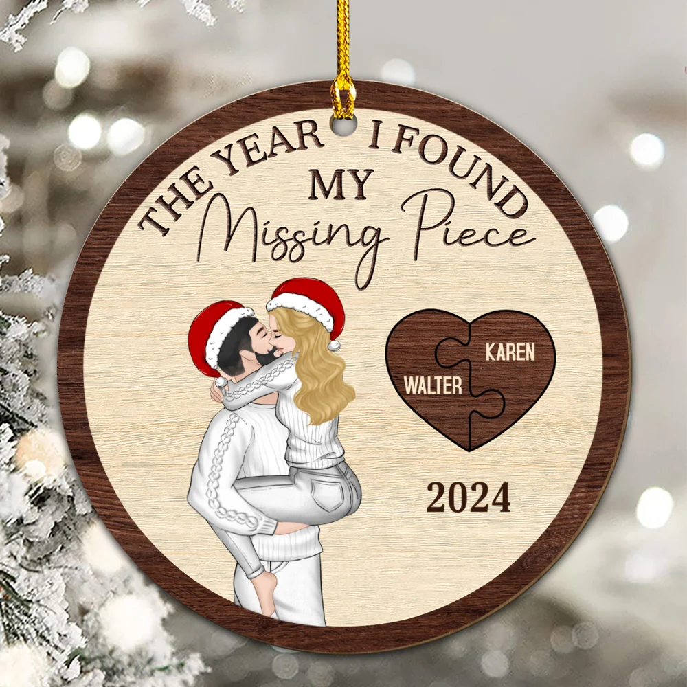 The Year I Found My Perfect Match - Personalized Custom Wood Ornament - Image 6