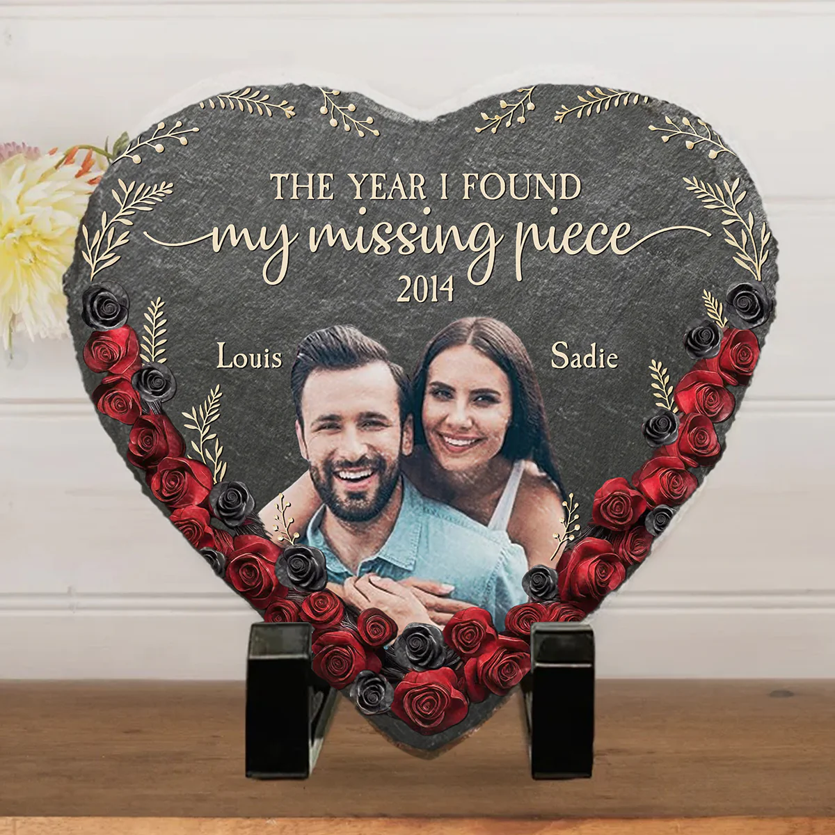 The Year I Found - Personalized Custom Heart Shaped Stone - Image 3
