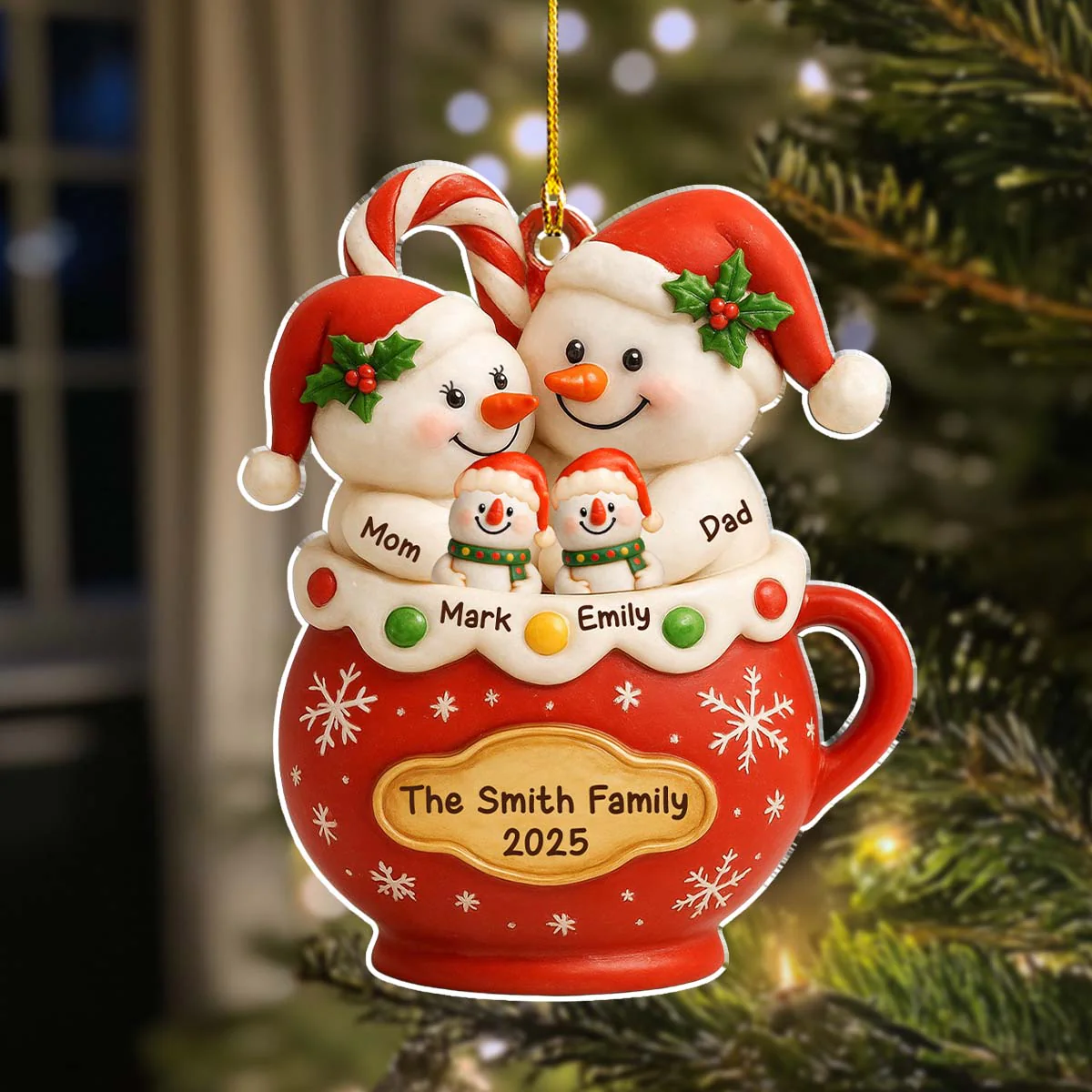 The Year We Became Happy Family - Personalized Custom Acrylic Ornament - Image 2
