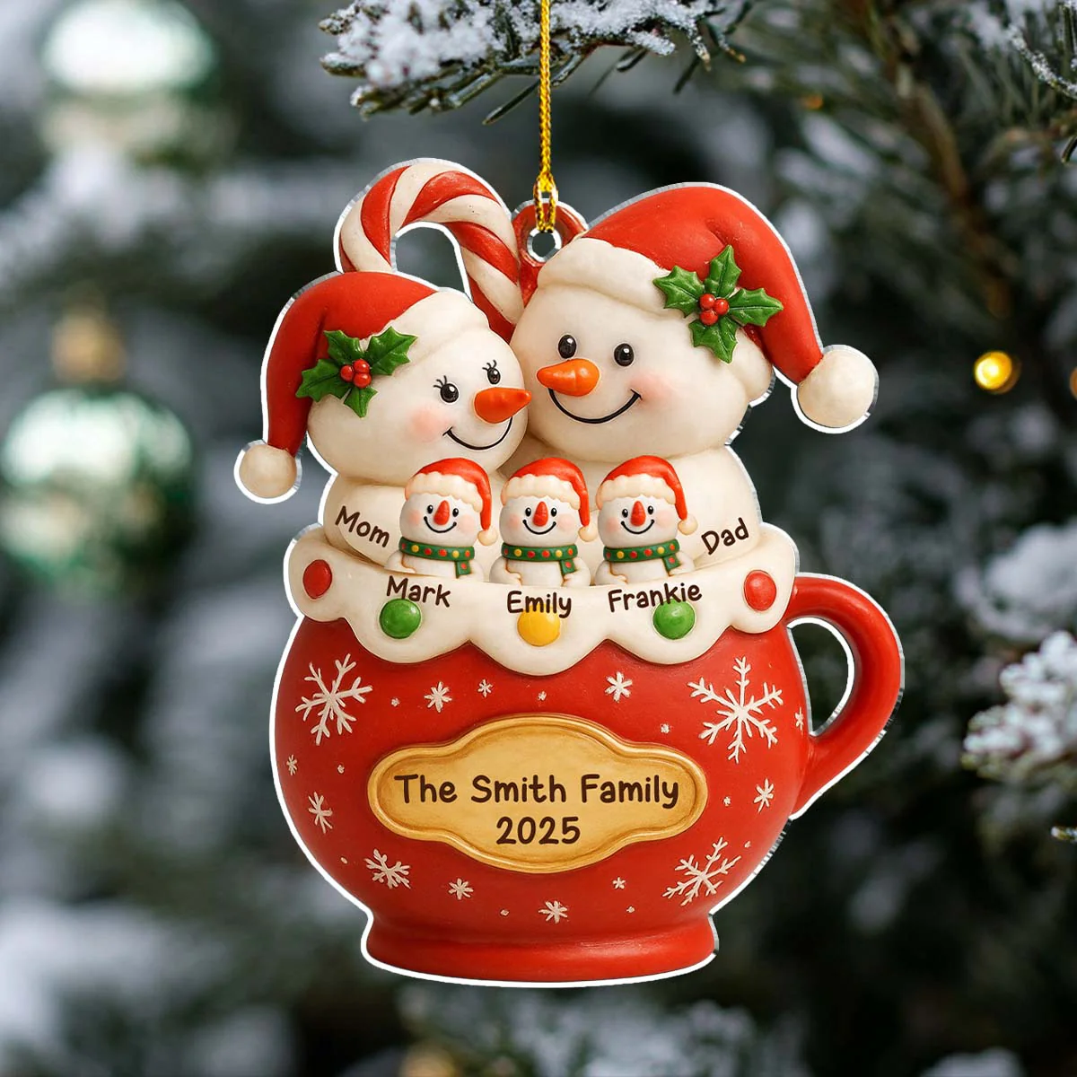 The Year We Became Happy Family - Personalized Custom Acrylic Ornament - Image 4