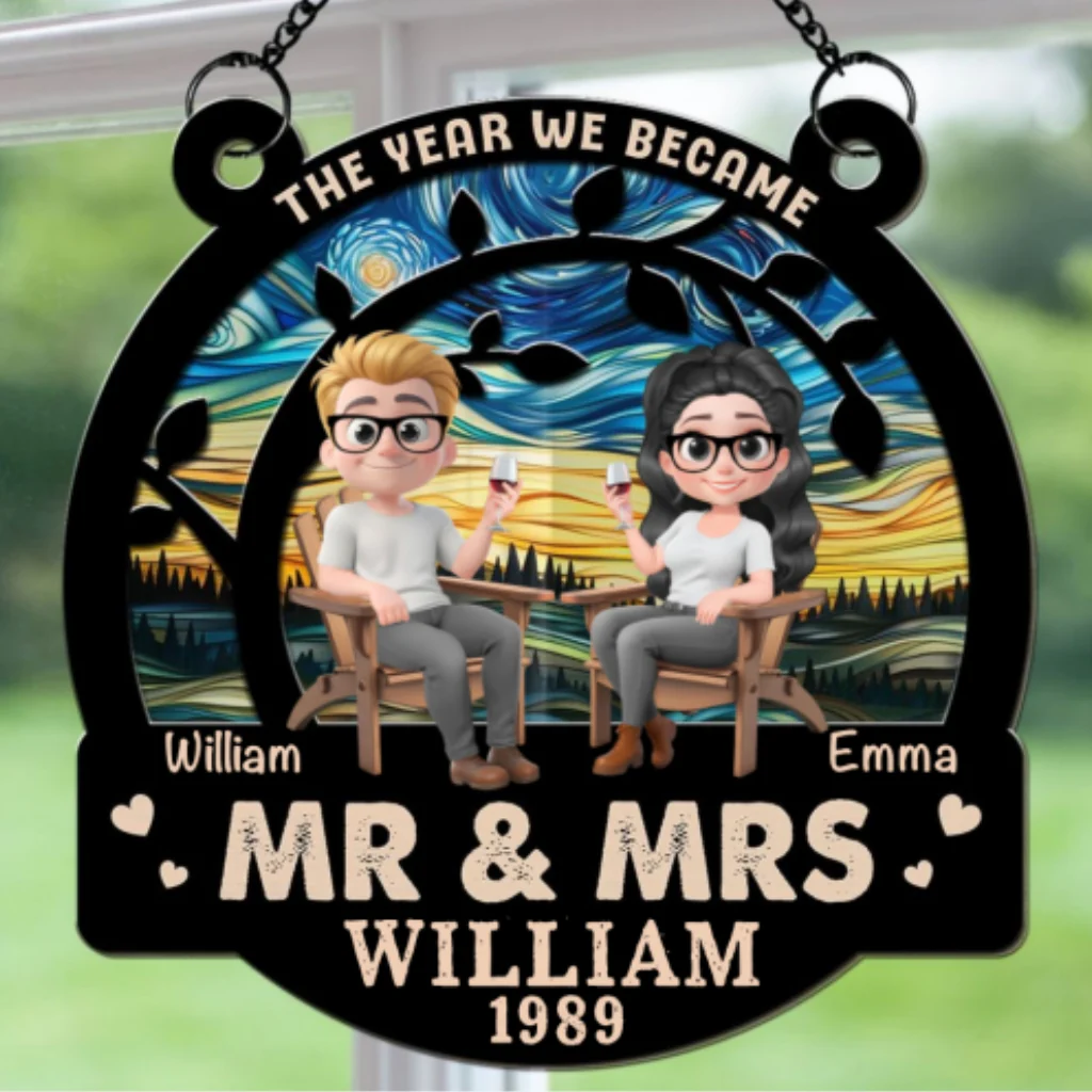 The Year We Became Mr And Mrs - Personalized Custom Suncatcher - Image 5
