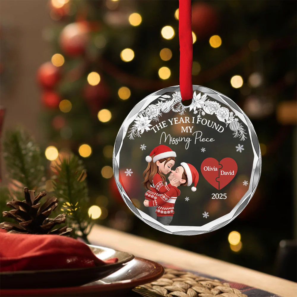 The Year We Found Together - Personalized Custom Glass Ornament - Image 2