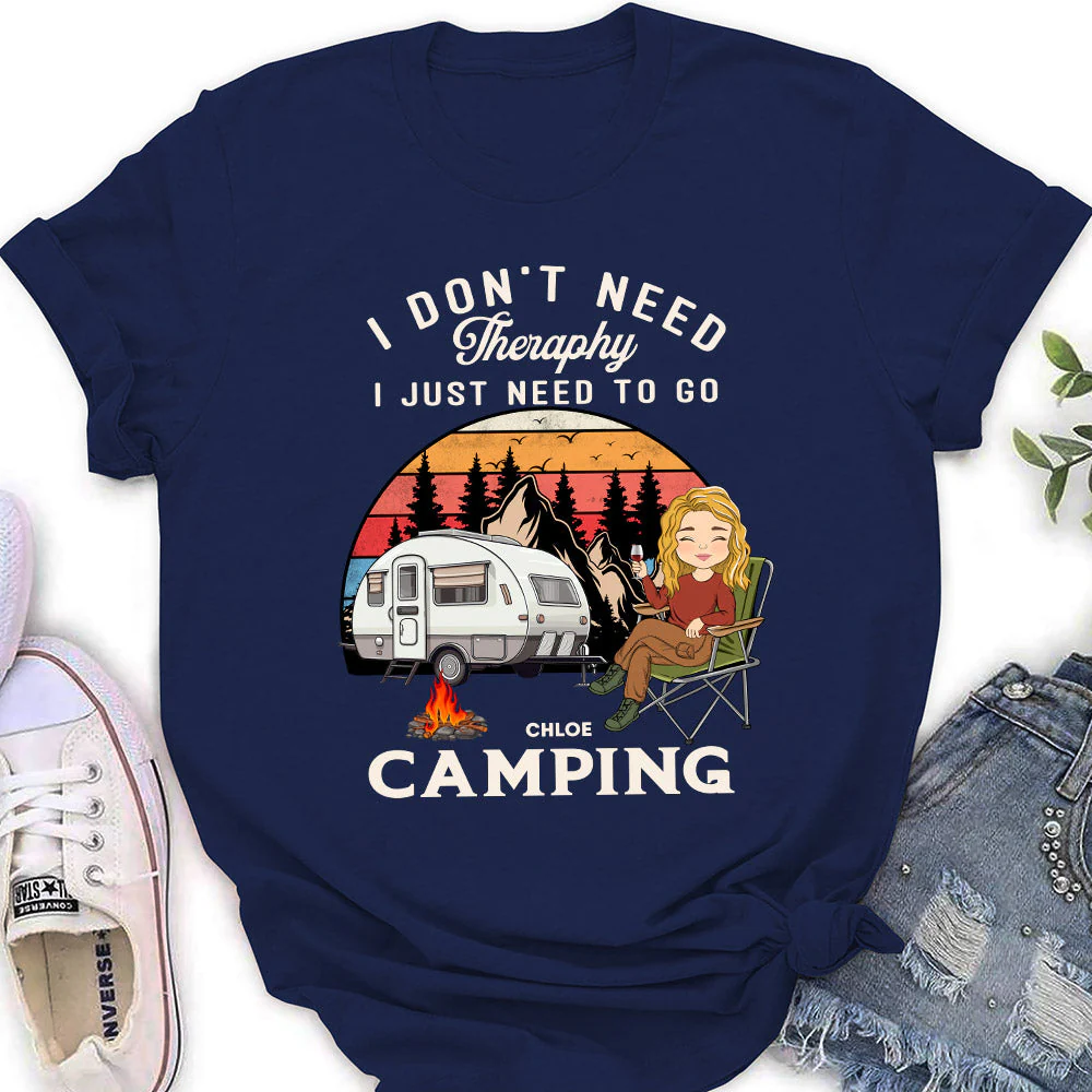 Therapy Camping 2 - Personalized Custom Women's T-shirt - Image 2