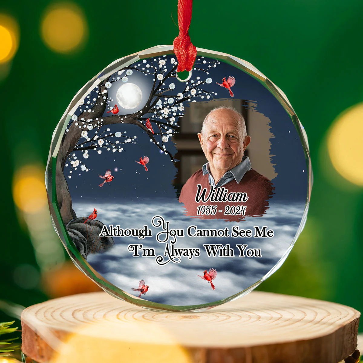 There Is A Little Bit Of Heaven In Our Home - Personalized Custom Glass Ornament - Image 4