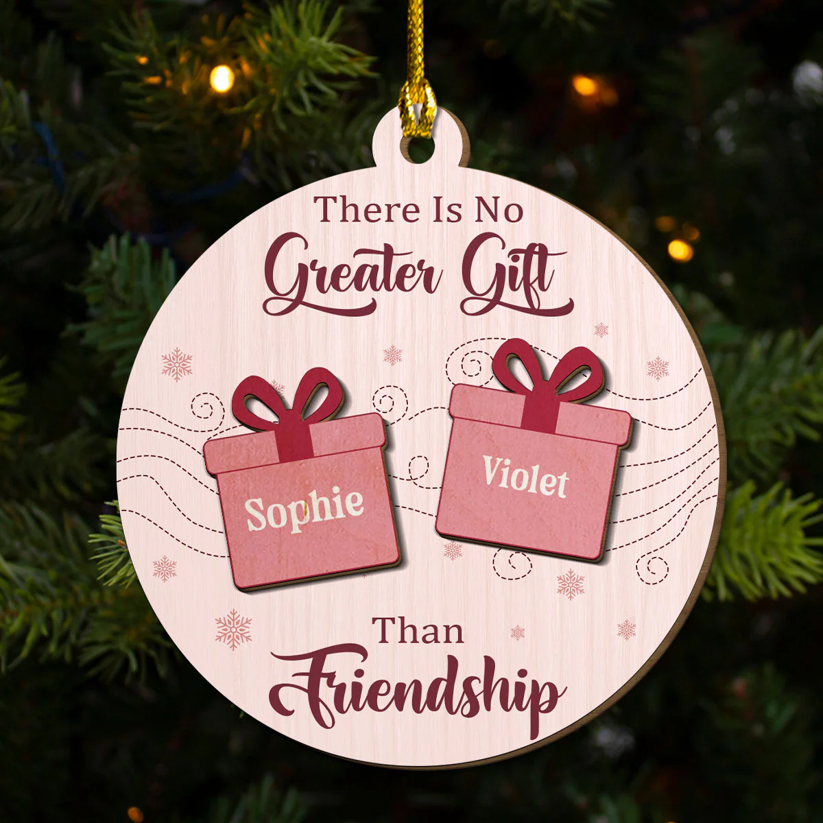 There Is No Greater Gift Than My Friends - Personalized Custom Freeshape 2-Layered Wood Ornament - Image 2