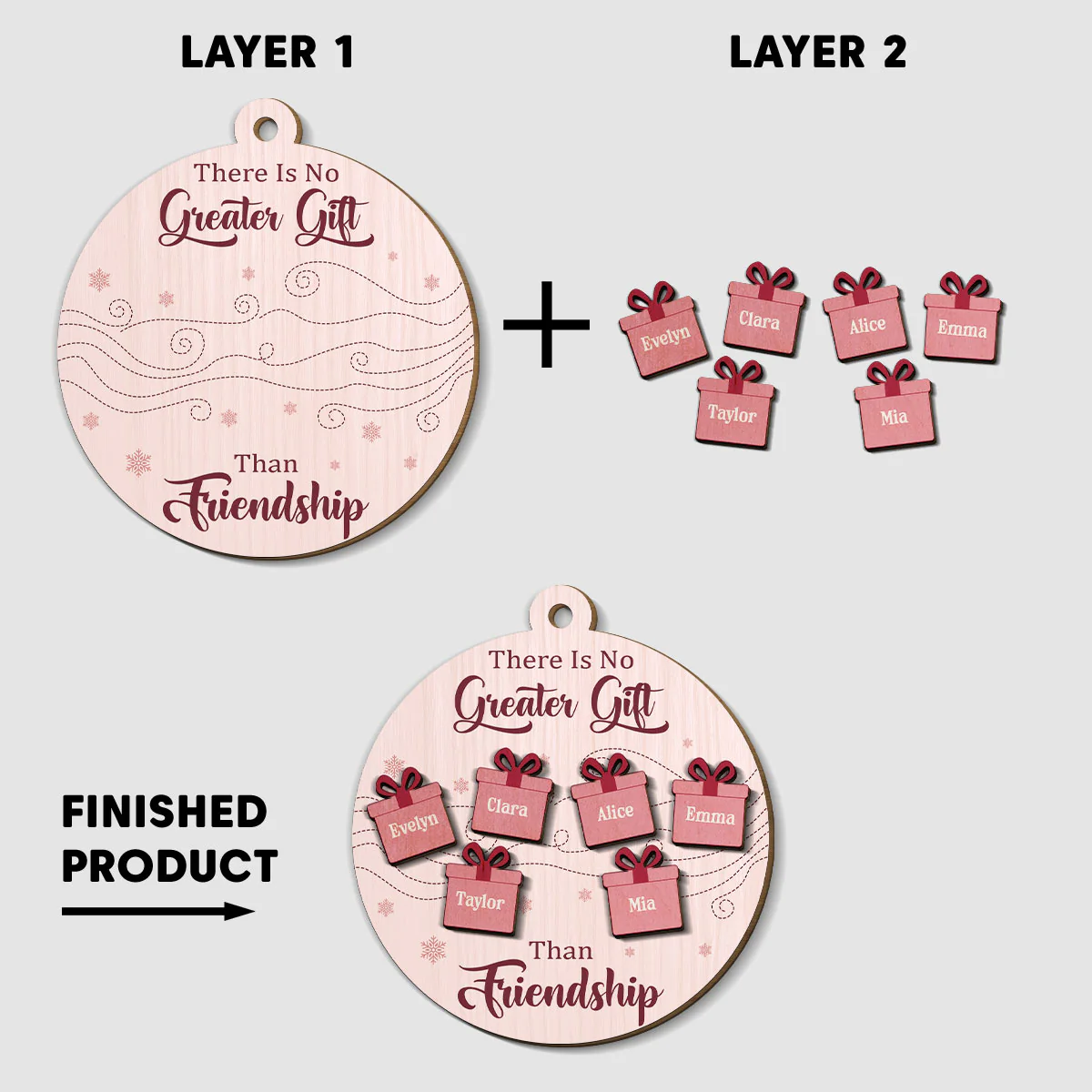 There Is No Greater Gift Than My Friends - Personalized Custom Freeshape 2-Layered Wood Ornament - Image 5
