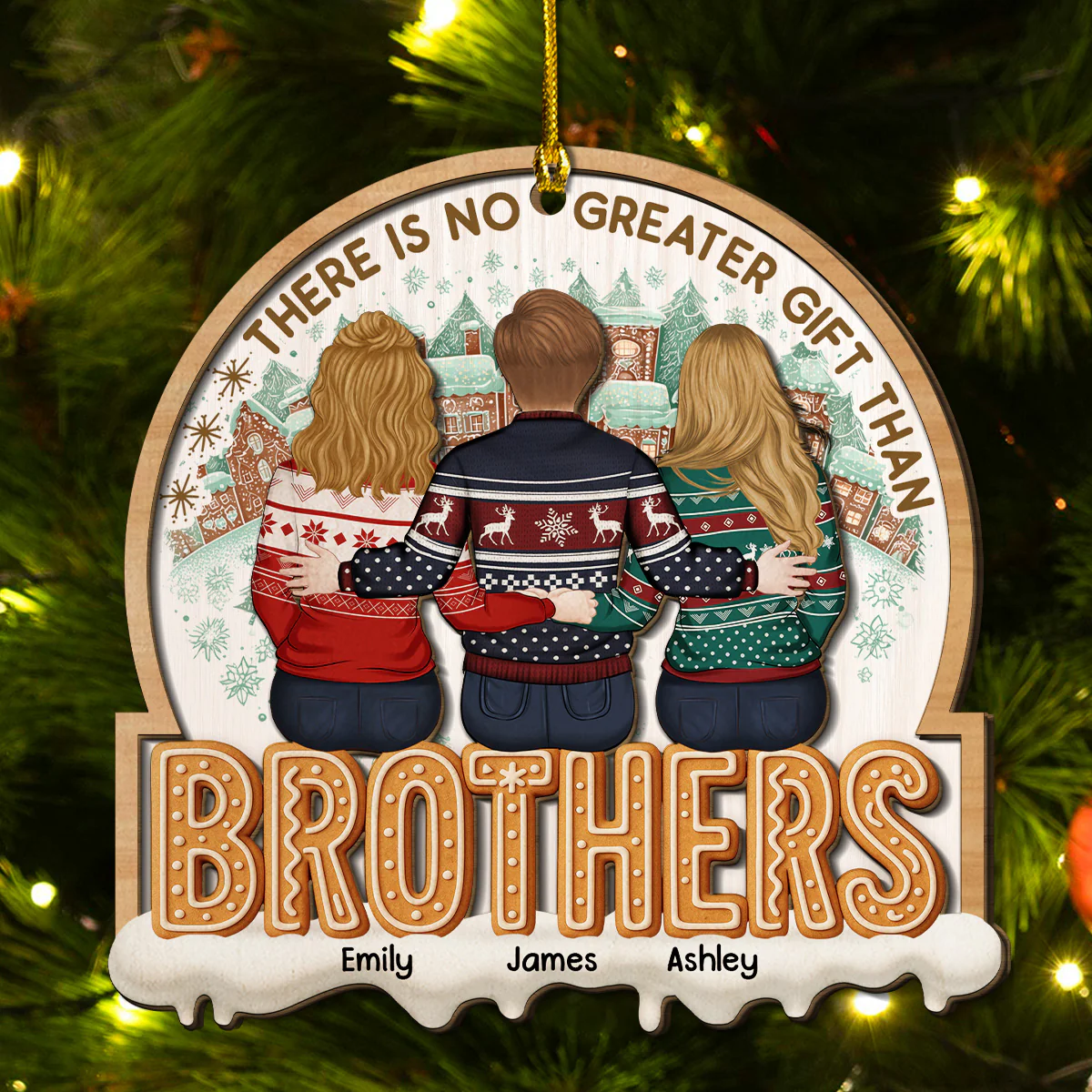 There Is No Greater Gift Than Sisters Family Besties - Personalized Custom 2-layered Wood Ornament - Image 5