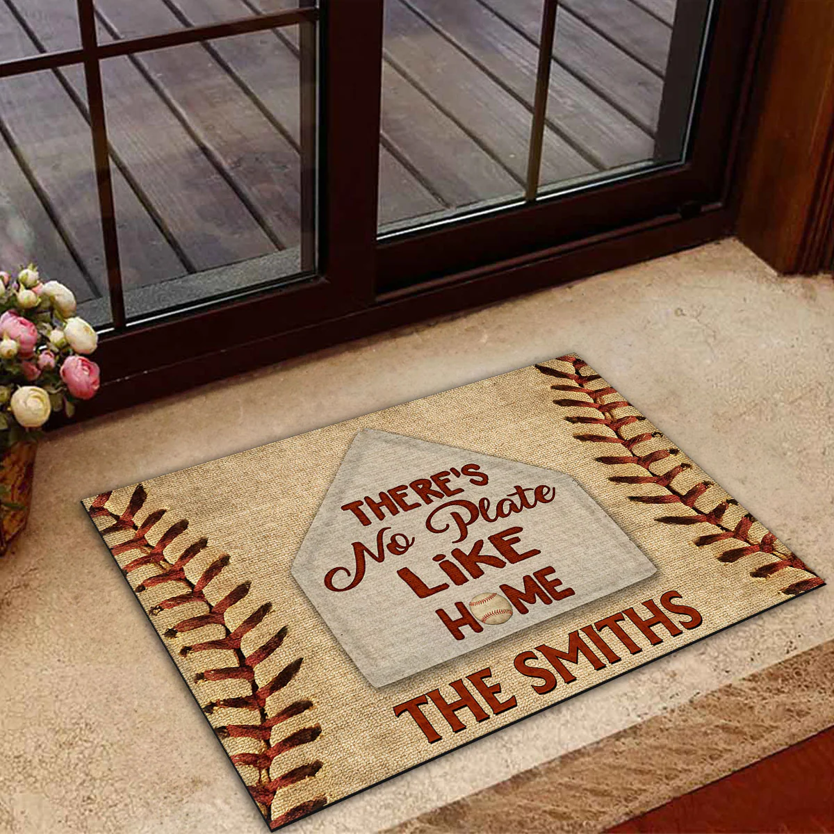 There Is No Plate Like Home Baseball -  Personalized Custom Doormat - Image 3