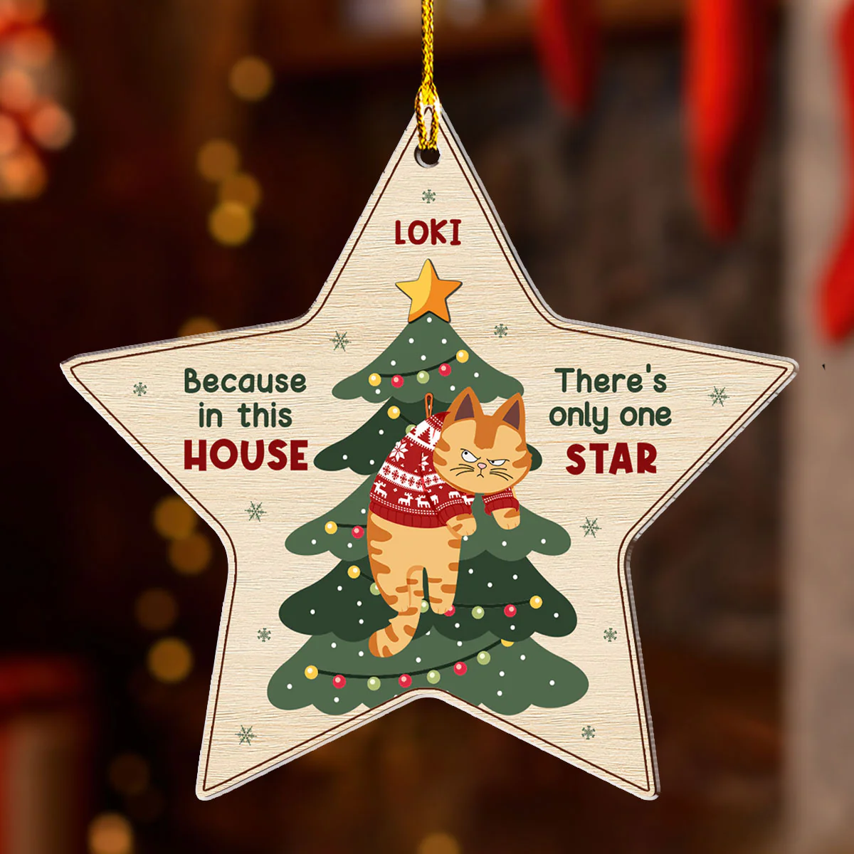 There's Only One Star In This House - Personalized Custom Acrylic Ornament - Image 4