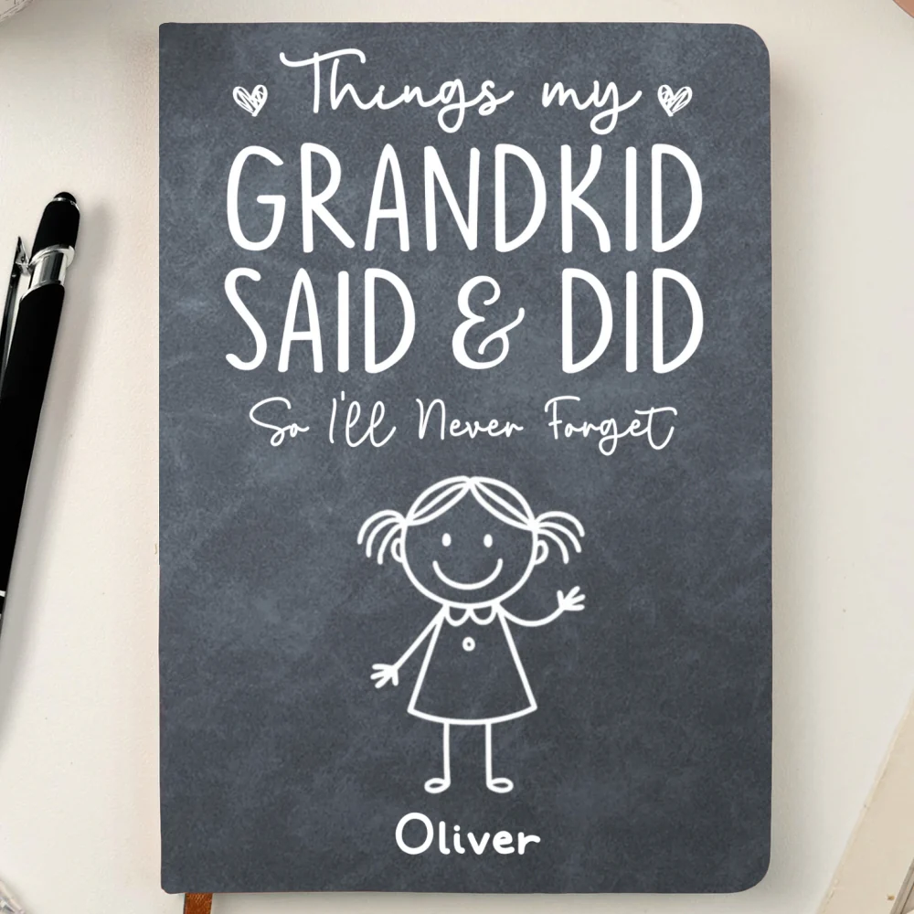Things My Grandkids Said - Personalized Custom Leather Journal - Image 10