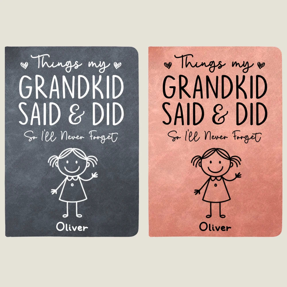 Things My Grandkids Said - Personalized Custom Leather Journal - Image 11